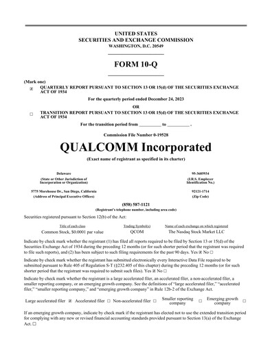 Thumbnail QUALCOMM Quarterly Report 2024-q1