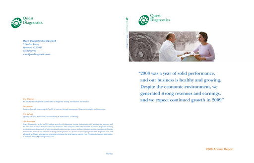 Thumbnail Quest Diagnostics
 Annual Report 2008