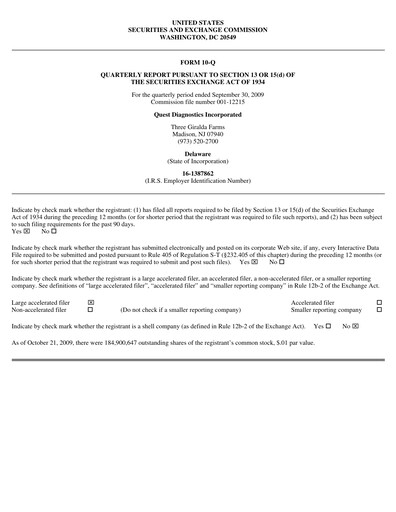 Thumbnail Quest Diagnostics
 Quarterly Report 2009-q3