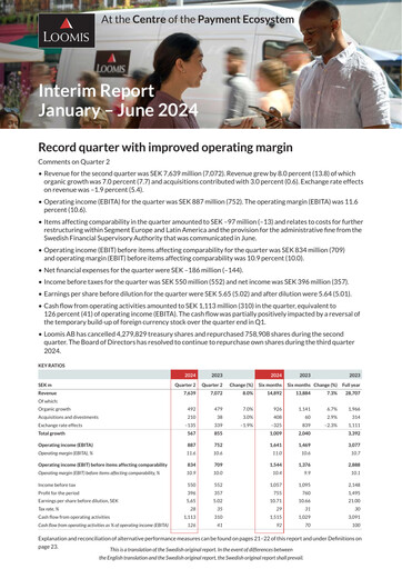 Thumbnail Loomis AB Half-year Report 2024-h1