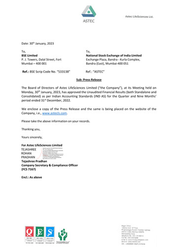 Thumbnail Astec Lifesciences
 Quarterly Report 2022-q3