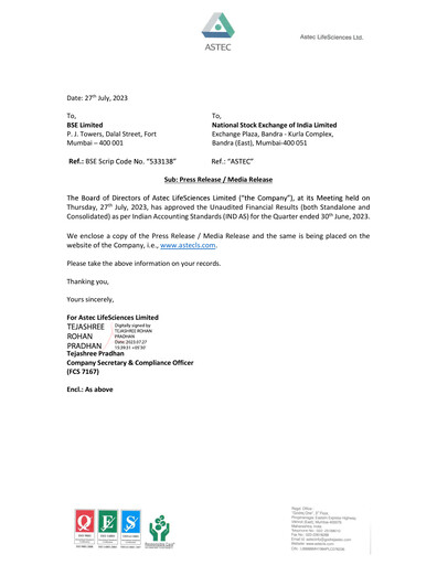 Thumbnail Astec Lifesciences
 Quarterly Report 2023-q1