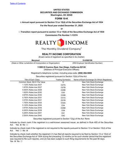 Thumbnail Realty Income Annual Report 2025