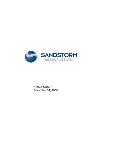 Thumbnail Sandstorm Gold Annual Report 2009