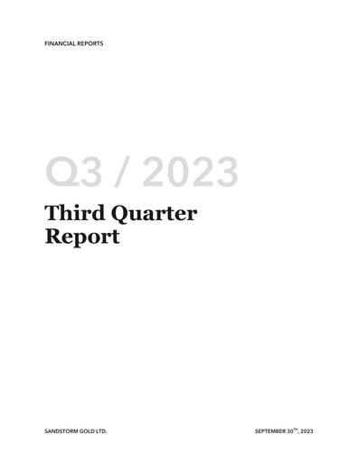 Thumbnail Sandstorm Gold Quarterly Report 2023-q3