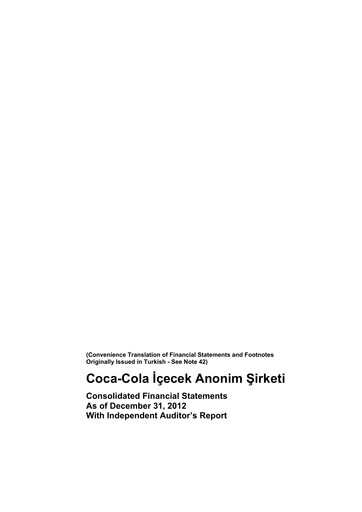 Thumbnail Coca-Cola İçecek
 Financial Statement 2012