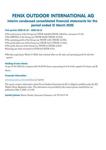 Thumbnail Fenix Outdoor Quarterly Report 2025-q1
