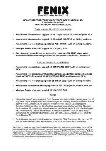 Thumbnail Fenix Outdoor Quarterly Report 2014-q3