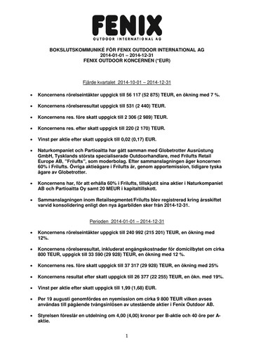 Thumbnail Fenix Outdoor Quarterly Report 2014-q4