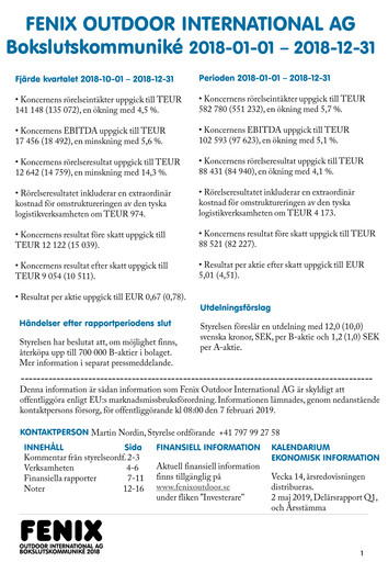 Thumbnail Fenix Outdoor Quarterly Report 2018-q4