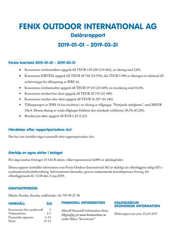 Thumbnail Fenix Outdoor Quarterly Report 2019-q1