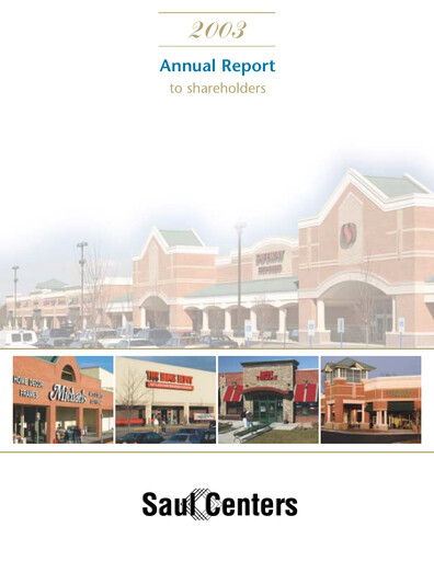 Thumbnail Saul Centers Annual Report 2003