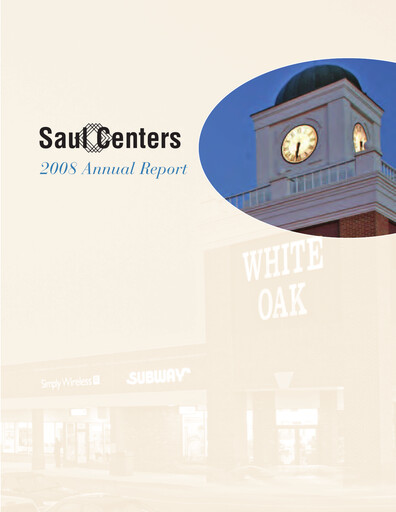 Thumbnail Saul Centers Annual Report 2008