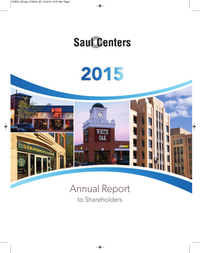 Thumbnail Saul Centers Annual Report 2015