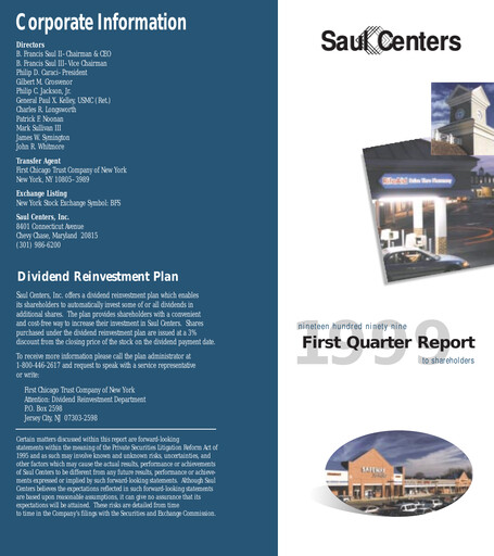 Thumbnail Saul Centers Quarterly Report 1999-q1
