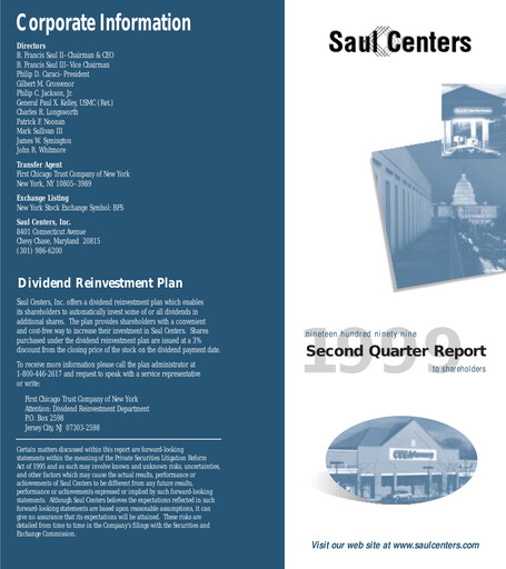 Thumbnail Saul Centers Quarterly Report 1999-q2