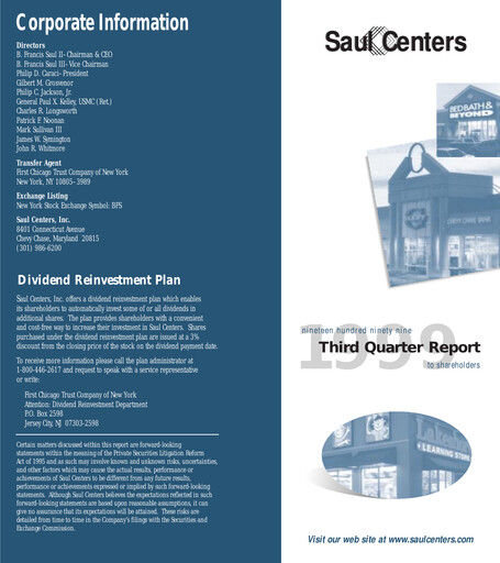 Thumbnail Saul Centers Quarterly Report 1999-q3