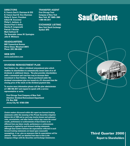 Thumbnail Saul Centers Quarterly Report 2000-q3