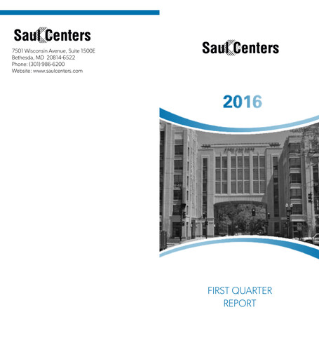 Thumbnail Saul Centers Quarterly Report 2016-q1