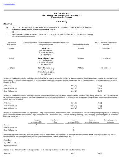 Thumbnail Spire Inc. Quarterly Report 2018-q1
