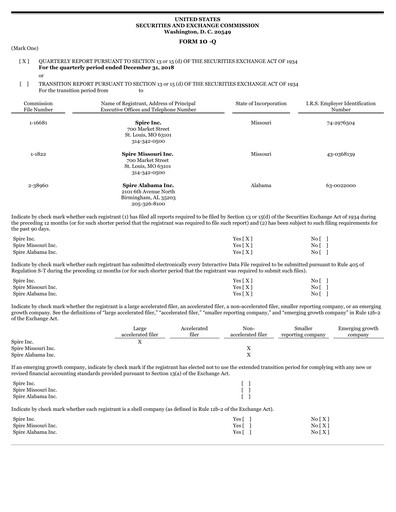 Thumbnail Spire Inc. Quarterly Report 2019-q1