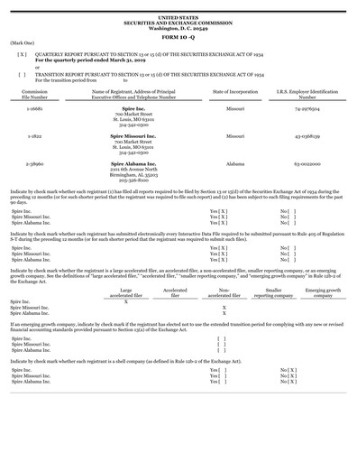 Thumbnail Spire Inc. Quarterly Report 2019-q2