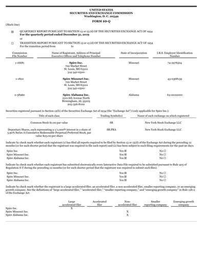 Thumbnail Spire Inc. Quarterly Report 2020-q1