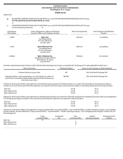 Thumbnail Spire Inc. Quarterly Report 2022-q2
