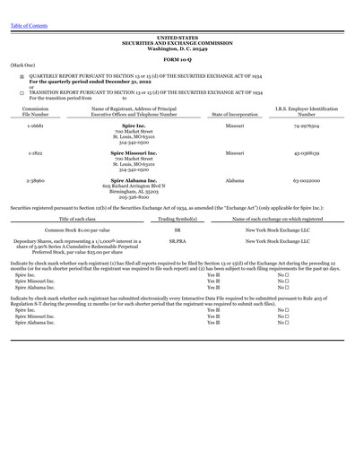 Thumbnail Spire Inc. Quarterly Report 2023-q1