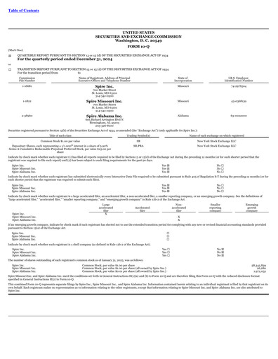 Thumbnail Spire Inc. Quarterly Report 2025-q1