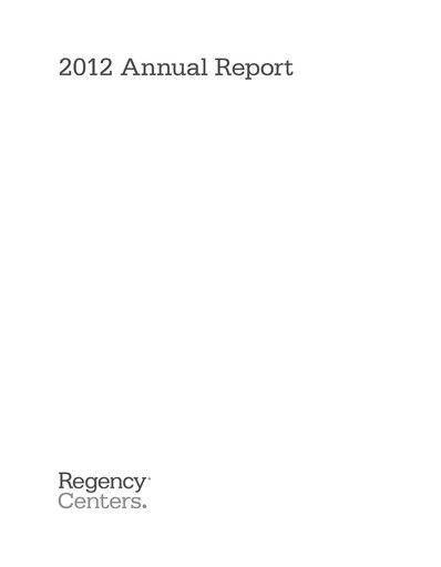Thumbnail Regency Centers
 Annual Report 2012
