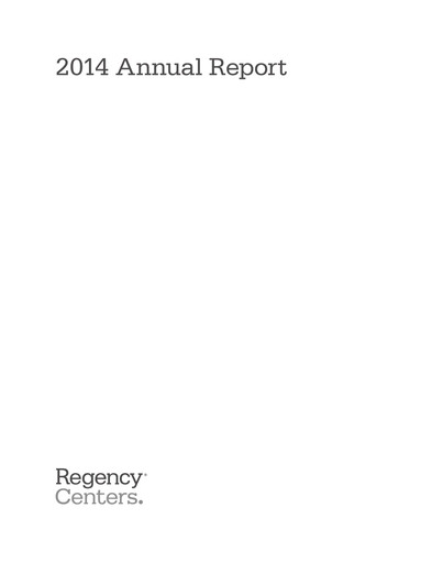 Thumbnail Regency Centers
 Annual Report 2014
