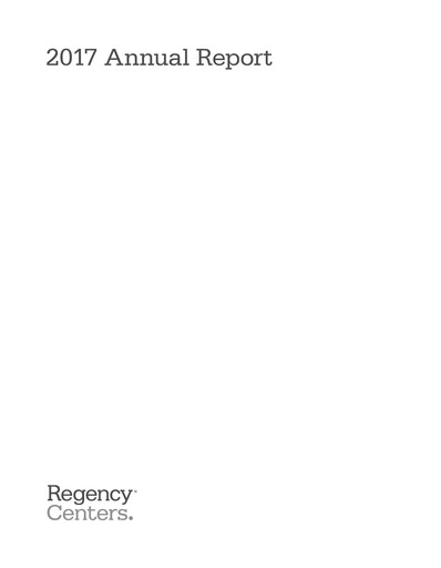 Thumbnail Regency Centers
 Annual Report 2017