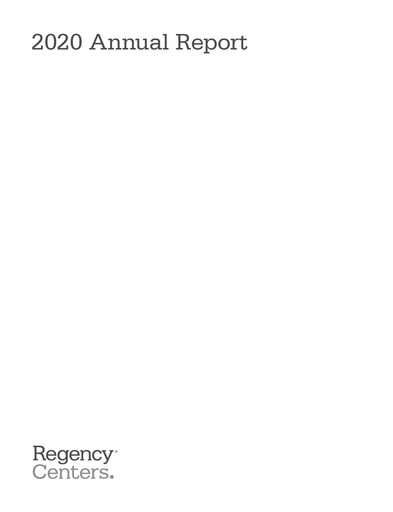 Thumbnail Regency Centers
 Annual Report 2020