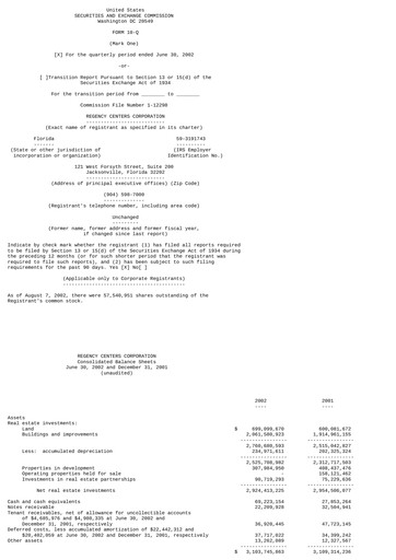 Miniature Regency Centers
 Rapport trimestriel 2002-q2