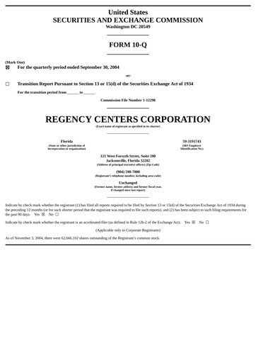 Miniature Regency Centers
 Rapport trimestriel 2004-q3