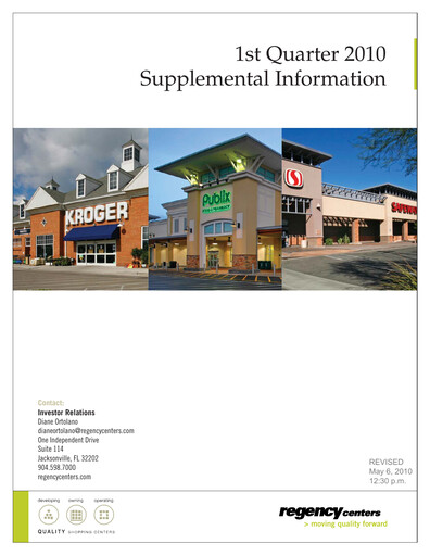 Miniature Regency Centers
 Rapport trimestriel 2010-q1