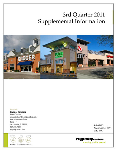 Miniature Regency Centers
 Rapport trimestriel 2011-q3
