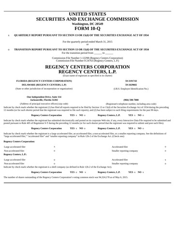 Miniature Regency Centers
 Rapport trimestriel 2015-q1
