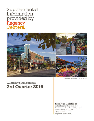 Miniature Regency Centers
 Rapport trimestriel 2016-q3