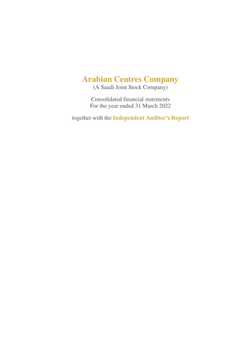 Thumbnail Cenomi Centers (Arabian Centres Company) Financial Statement 2022