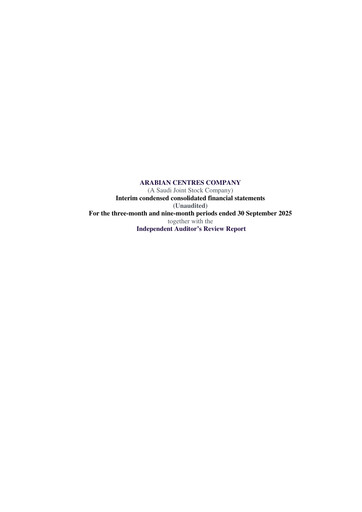 Thumbnail Cenomi Centers (Arabian Centres Company) Financial Statement 2025-9m