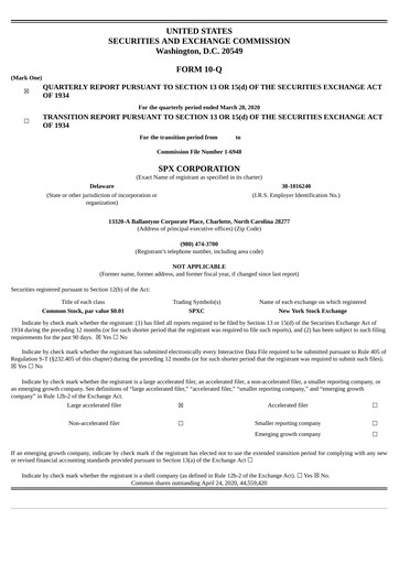 Thumbnail SPX Technologies Quarterly Report 2020-q1