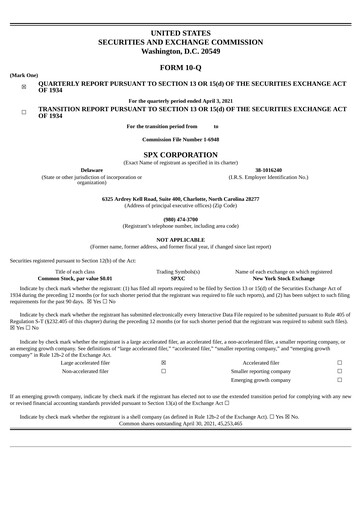 Thumbnail SPX Technologies Quarterly Report 2021-q1