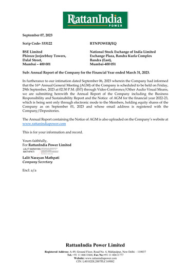 Thumbnail RattanIndia Power Annual Report 2022-2023