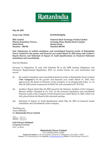 Thumbnail RattanIndia Power Financial Report 2022-2023