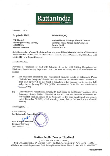 Thumbnail RattanIndia Power Quarterly Report 2022-q3