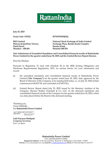 Thumbnail RattanIndia Power Quarterly Report 2023-q1