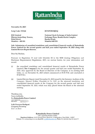 Thumbnail RattanIndia Power Quarterly Report 2023-q2