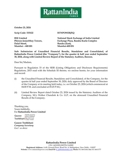 Thumbnail RattanIndia Power Quarterly Report 2024-q2